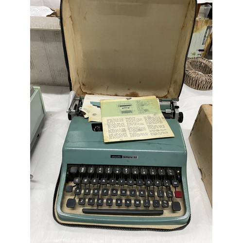 42 - Cased Vintage Olivetti Lettera 32 Typewriter With Original Paperwork