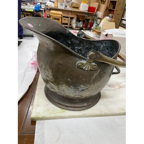 56 - Vintage Copper & Brass Coal Skuttle (no Bottom)