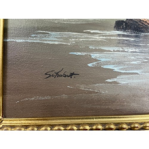 107 - Schubert Signed Seascape Oil On Canvass