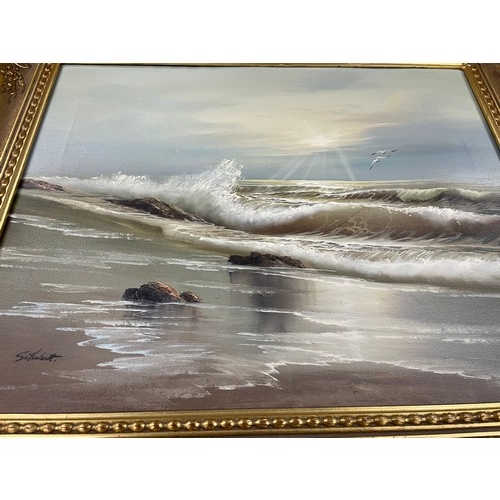 107 - Schubert Signed Seascape Oil On Canvass