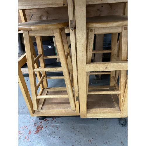 200 - Compact Store Away Pine Kitchen Table & Stools