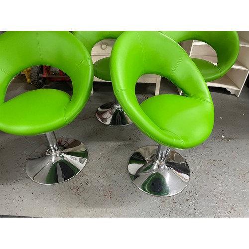 206 - 4 x Contemporary Retro Stools in Green & Chrome