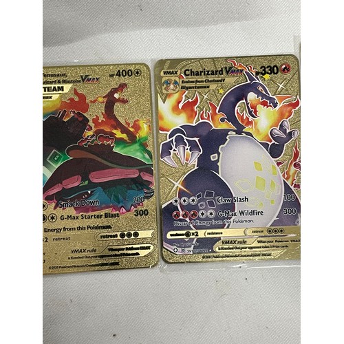 6 - 3 x Special Edition Collectors Gold Metal Pokemon Trading Cards