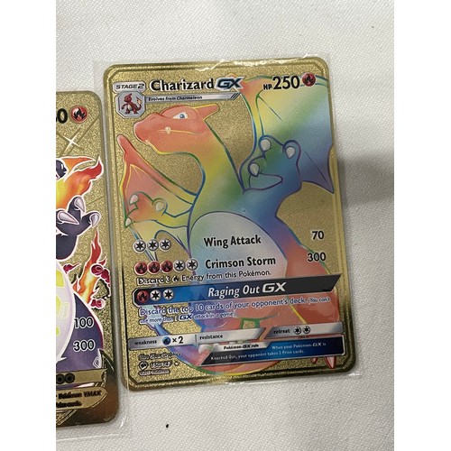 6 - 3 x Special Edition Collectors Gold Metal Pokemon Trading Cards