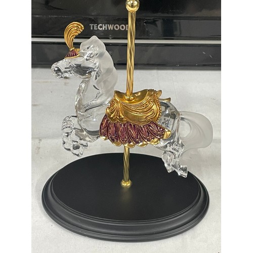 9 - Franklin Mint Crystal Majesty Mounted Carousel Horse