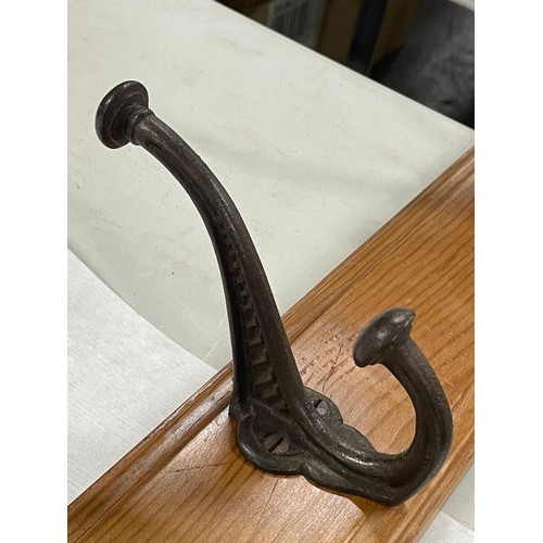 11 - Set of 6 Victorian Cast Iron Coat Hooks On Wood Plinth