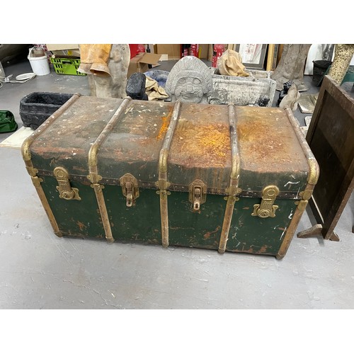 183 - Large Vintage Brass Framed Trunk