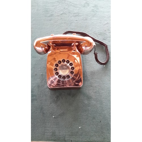 87 - Retro  Copper Coloured Reflective Telephone