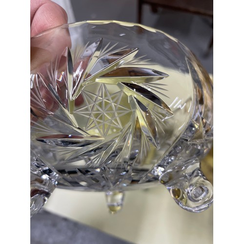 90 - Hand cut Pinwheel  Bohemian Crystal Vase & Bowl