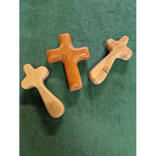 139 - Three wooden Hand Crafted crosses