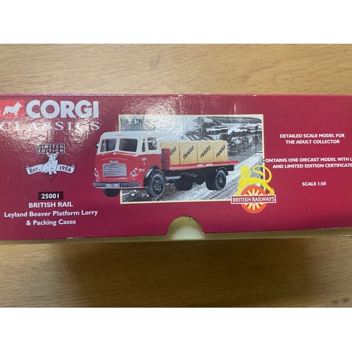 217 - 1998 Corgi classic 25001 British Rail Leyland Beaver Platform lorry & packing cases