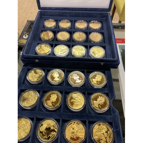 211 - A Westminster 'The Great British Military Leaders' coin collection, comprising 24 gold plated coins.