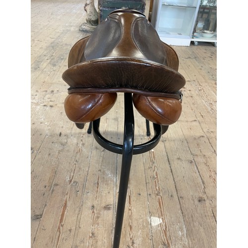 204 - Havana Lanetex Hand Made German Leather Saddle 17.5