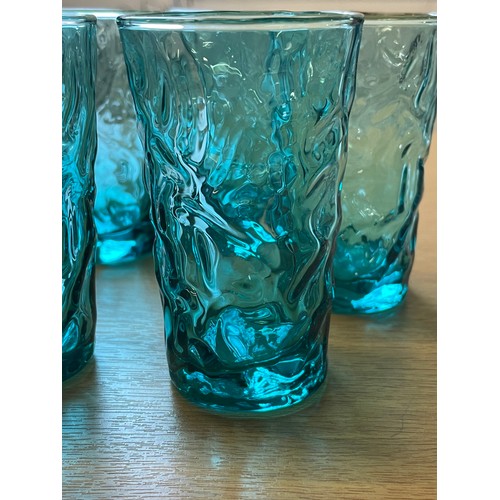 264 - Set Of 6 Vintage Anchor Hocking Blue Glasses