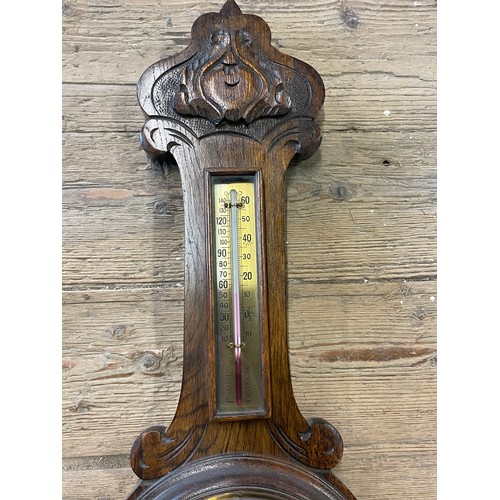 266 - English Oak Banjo Barometer