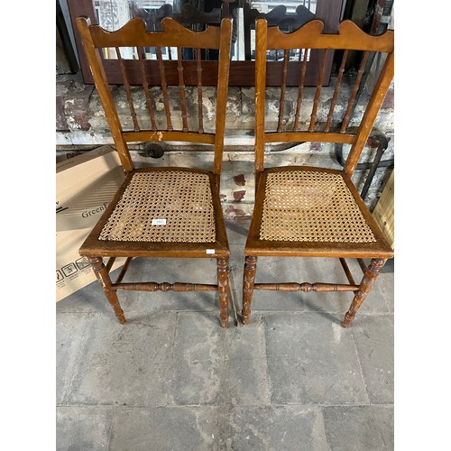 194 - 2 x Vintage Cane Back Hall Chairs