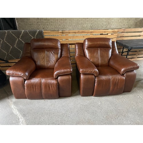 292 - 2 x SiSiItalia Leather Armchairs In Brown Tan. With Labels As New