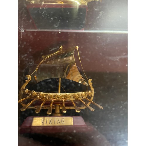 298 - Display Of 8 24k Gold Plated Ships Inc Cutty Sark, Viking Longboat & Others