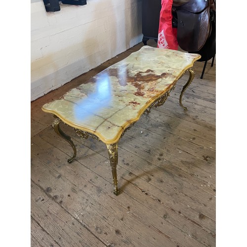 316 - Italian Vintage Brass Coffee Table With Marble By Orsenigo, 1960s