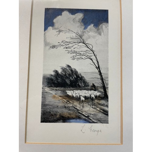 318 - 2x Small Etchings By L George