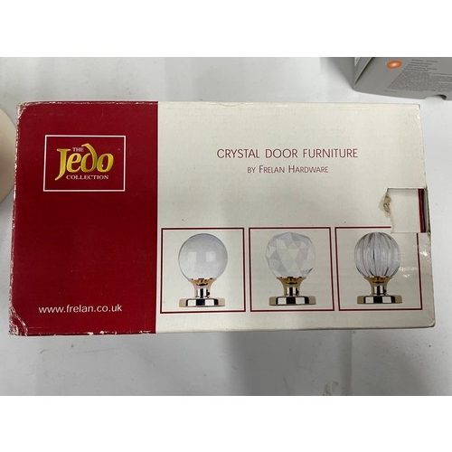 322 - Boxed Frelan Crystal Door Handle Set