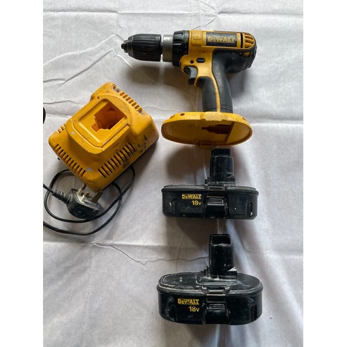 48 - Dewalt 18v Drill With 2 Batteries & Charger. Tested & Working