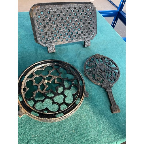 72 - 3 Vintage Cast Iron Items Inc Early Range Attachment