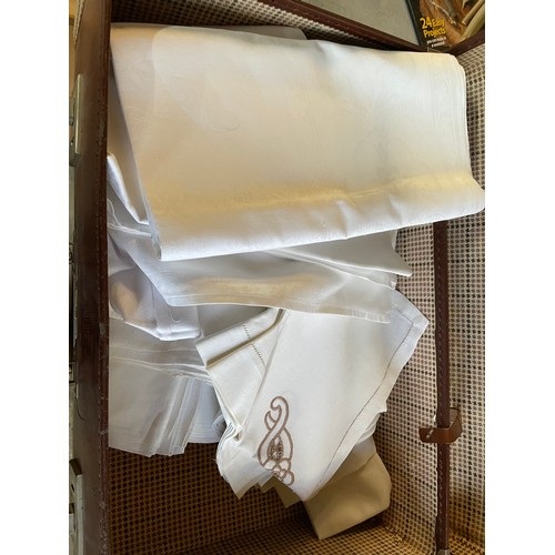 79 - Quantity Of Vintage Linens & Suit case