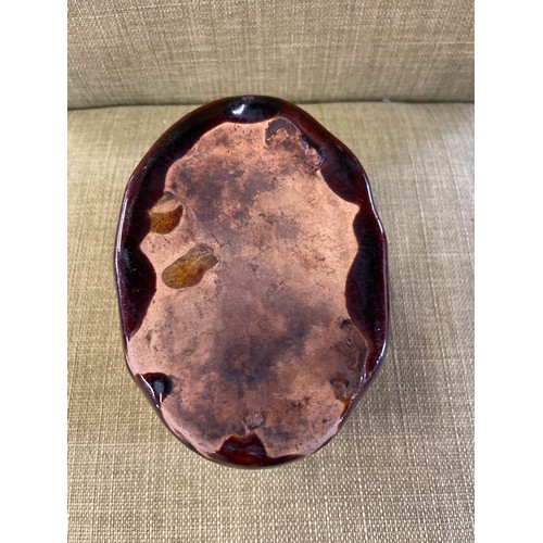 110 - 18th Century Slipware Brown Glaze Dish