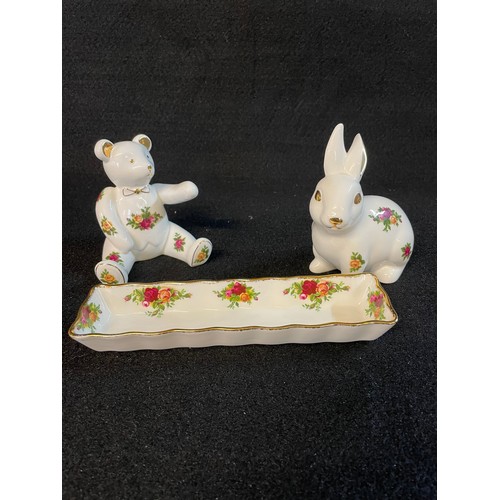 119 - Royal Albert Old Country Roses Bunny, Bear & Dish