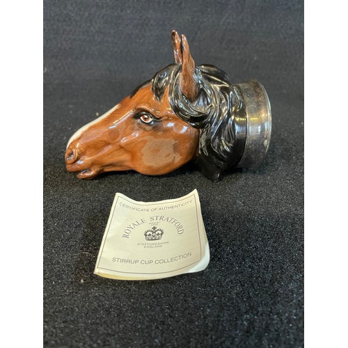 129 - Royal Stratford Horse Stirrup Cup By V.Buggs With C.O.A