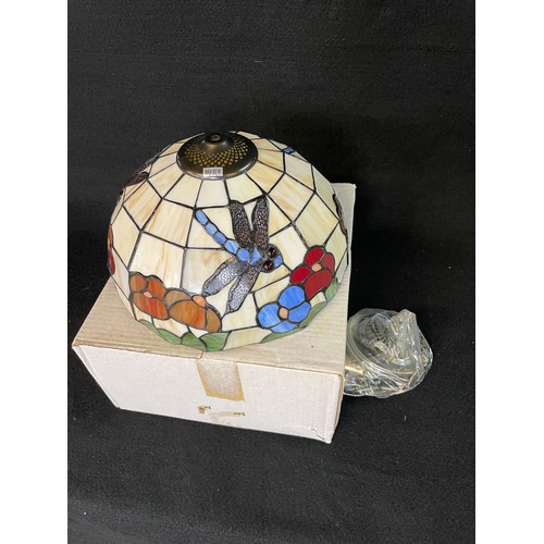 133 - Large Tiffany Style 'Dragon Fly' Leaded Glass Lamp Shade