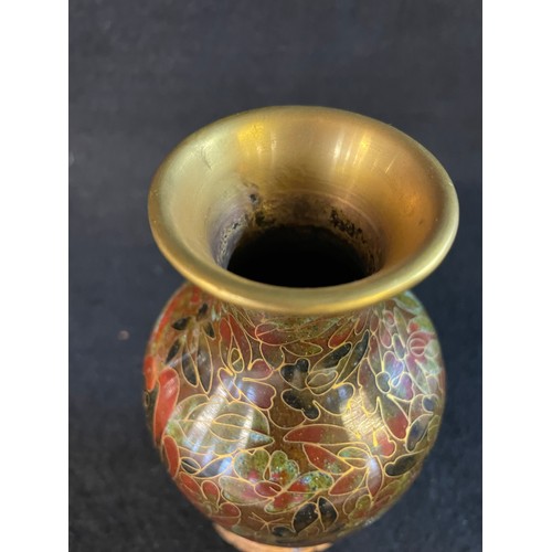 146 - Brass Cloisonne Style Vase