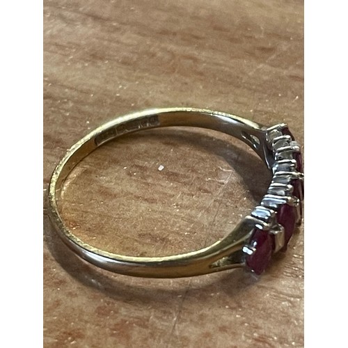 210 - 9ct Gold & Ruby & Diamond Ring Size 'O'