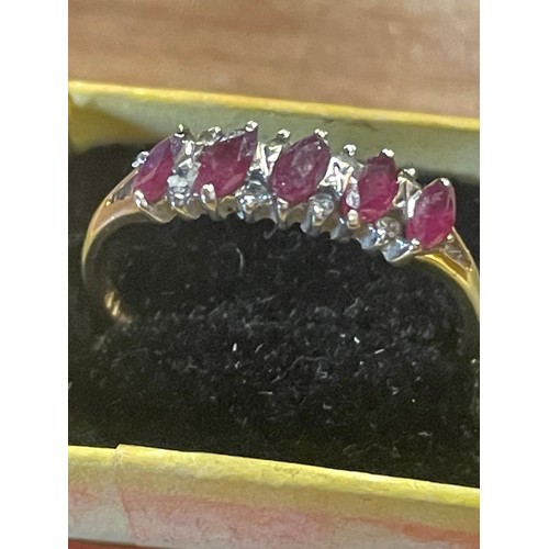 210 - 9ct Gold & Ruby & Diamond Ring Size 'O'