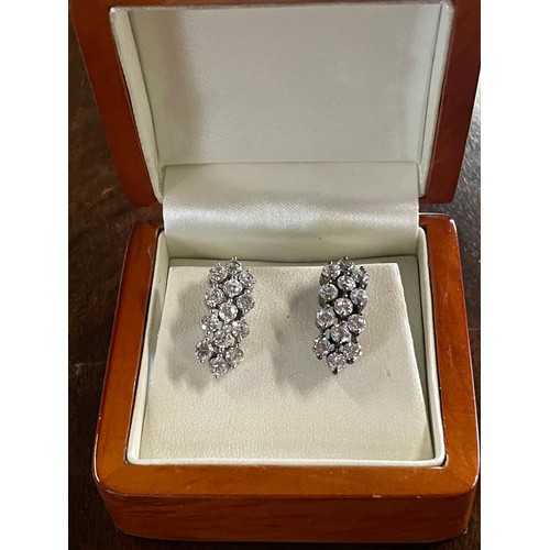 218 - Pair Of Silver & CZ Friction Back  Earrings c1970