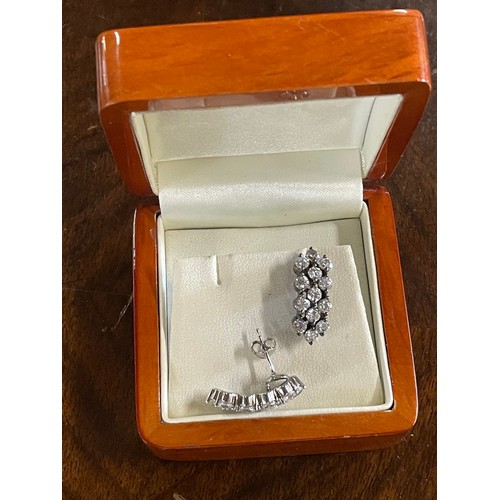 218 - Pair Of Silver & CZ Friction Back  Earrings c1970