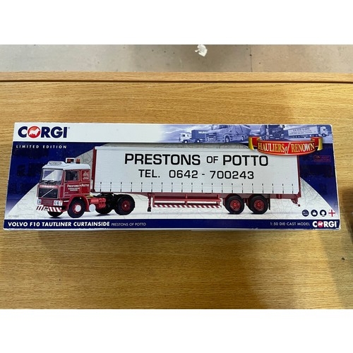 242 - Corgi CC15502 Volvo F10 Taut liner Curtain Side 'Prestons Of Potto'