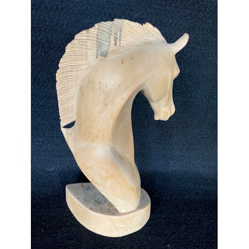 258 - Wooden Horse Head Sculpture