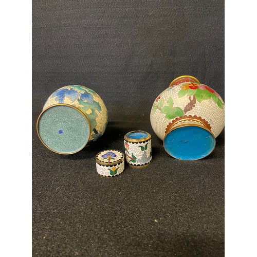 268 - 2 X Cloisonne Vases & Trinket Box