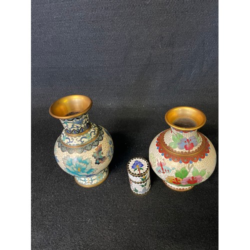 268 - 2 X Cloisonne Vases & Trinket Box