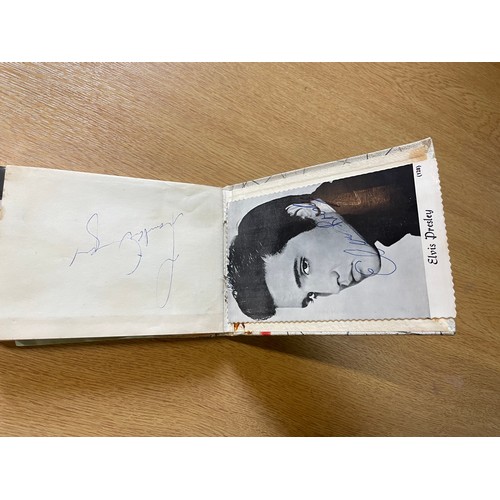 291 - vintage autograph book with Elvis Presley (not authenticated), Marty Wilde, Evie Boswell, Alfie Bass... 