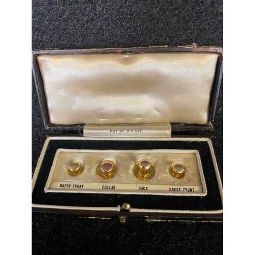 294 - A lovely set of vintage Victorian 9ct gold dress shirt / dress studs - Marked 9ct BCM / OP
Pat no. 3... 