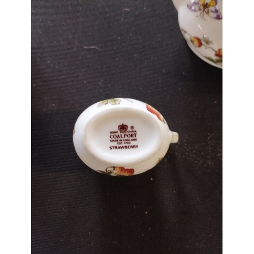 Coalport Bone China miniature tea set Strawberry Teapot Sugar Bowl