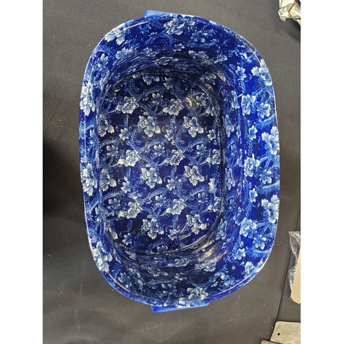 3 - A vintage blue and white foot bath