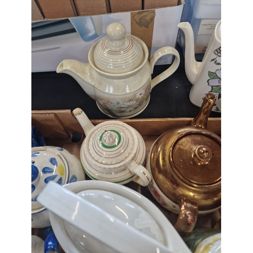 19 - A collection of coffee and tea pots. Including Sadler, Parker and Royal Doulton