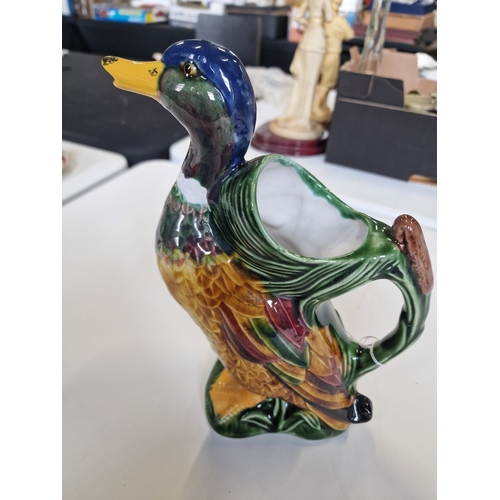 27 - Portuguese Duck pottery pitcher/jug/decanter