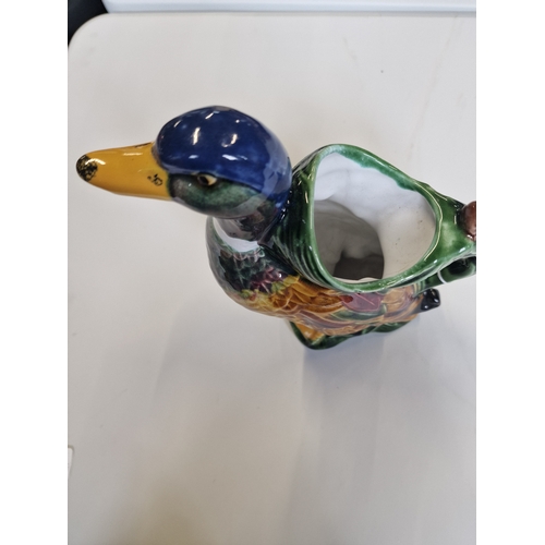 27 - Portuguese Duck pottery pitcher/jug/decanter
