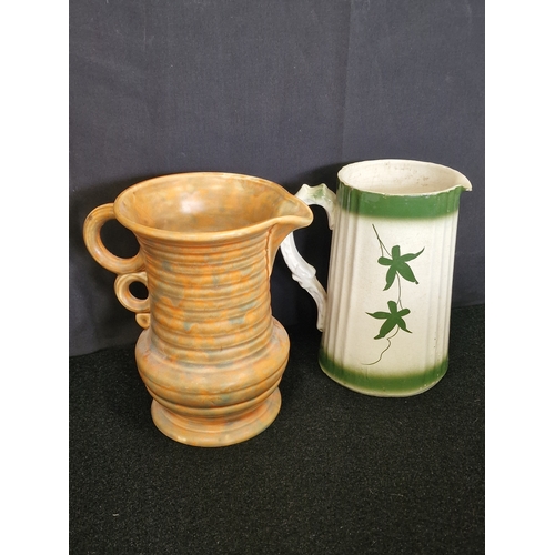 48 - Classic Art Deco Haxman Ware Pottery Jug Wadeheath and a cream and pattern jug