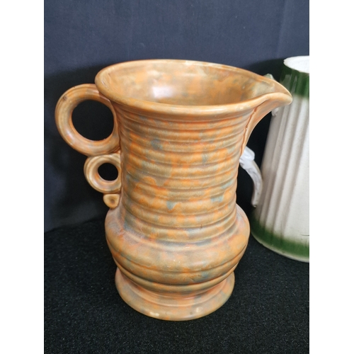 48 - Classic Art Deco Haxman Ware Pottery Jug Wadeheath and a cream and pattern jug
